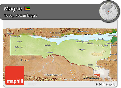 Physical 3D Map of Magoe, satellite outside