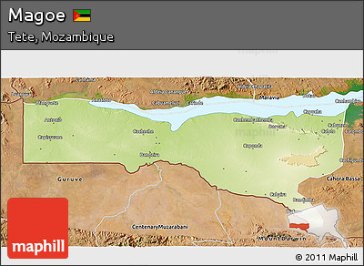 Physical 3D Map of Magoe, satellite outside