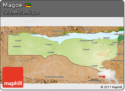 Physical 3D Map of Magoe, satellite outside
