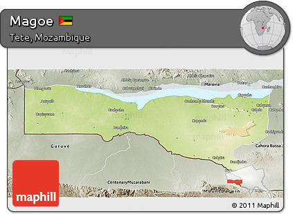 Physical 3D Map of Magoe, semi-desaturated