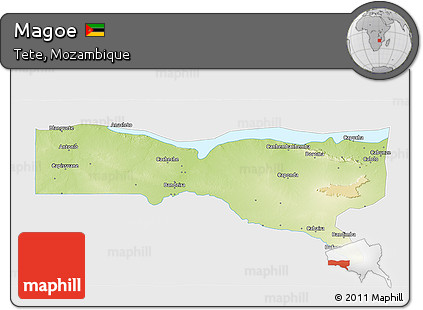 Physical 3D Map of Magoe, single color outside