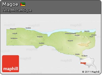 Physical 3D Map of Magoe, single color outside