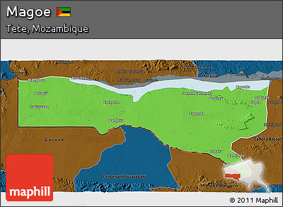 Political 3D Map of Magoe, darken