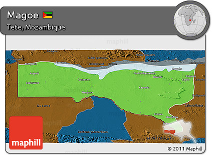 Political 3D Map of Magoe, darken
