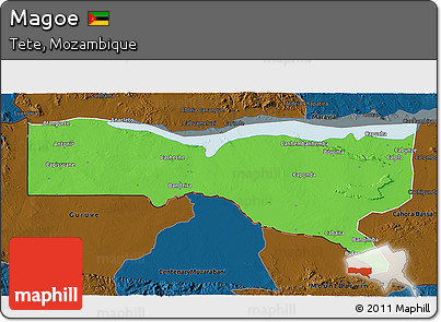 Political 3D Map of Magoe, darken