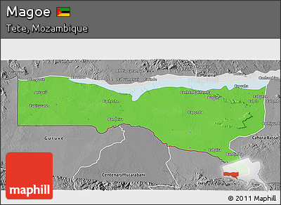 Political 3D Map of Magoe, desaturated