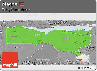 Political 3D Map of Magoe, desaturated