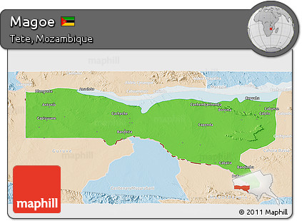 Political 3D Map of Magoe, lighten
