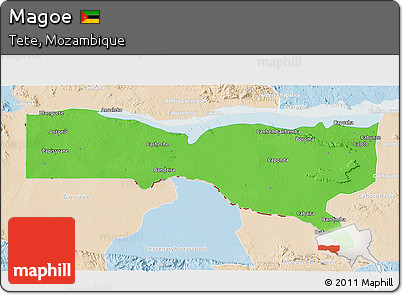 Political 3D Map of Magoe, lighten