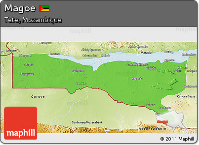 Political 3D Map of Magoe, physical outside