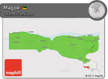 Political 3D Map of Magoe, single color outside