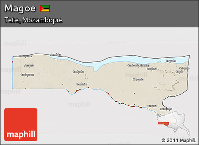Shaded Relief 3D Map of Magoe, cropped outside