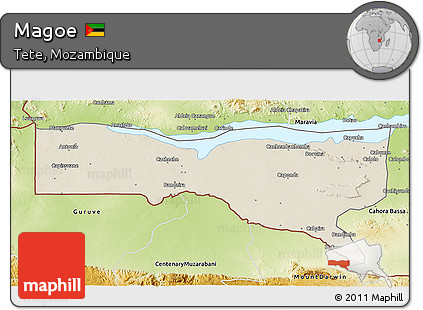 Shaded Relief 3D Map of Magoe, physical outside