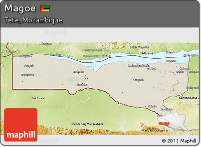 Shaded Relief 3D Map of Magoe, physical outside