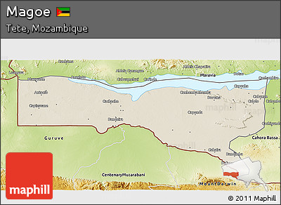 Shaded Relief 3D Map of Magoe, physical outside