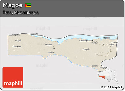 Shaded Relief 3D Map of Magoe, single color outside