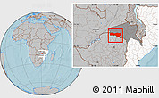 Gray Location Map of Magoe, highlighted country, highlighted parent region, hill shading