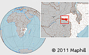 Gray Location Map of Magoe, highlighted country, hill shading