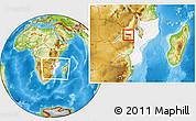 Physical Location Map of Magoe, highlighted country, within the entire country