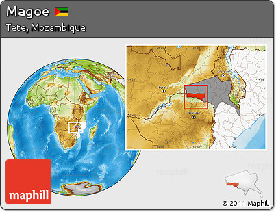 Physical Location Map of Magoe, highlighted country, highlighted parent region