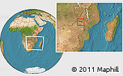 Satellite Location Map of Magoe, within the entire country