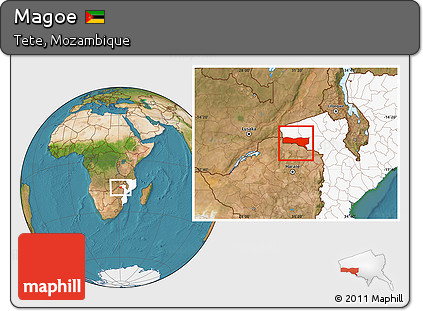 Satellite Location Map of Magoe, highlighted country