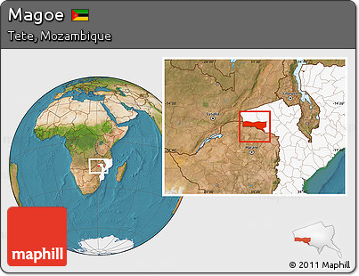 Satellite Location Map of Magoe, highlighted country