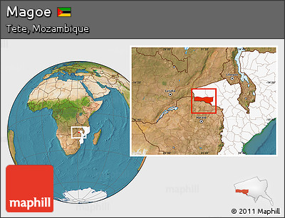 Satellite Location Map of Magoe, highlighted country
