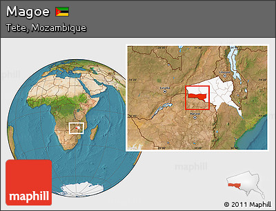 Satellite Location Map of Magoe, highlighted parent region