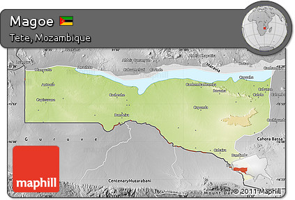 Physical Map of Magoe, desaturated