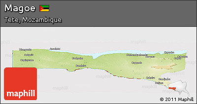 Physical Panoramic Map of Magoe, cropped outside