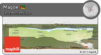 Physical Panoramic Map of Magoe, darken