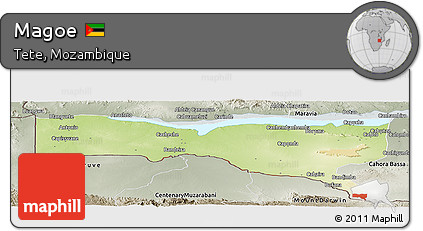 Physical Panoramic Map of Magoe, semi-desaturated