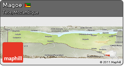 Physical Panoramic Map of Magoe, semi-desaturated