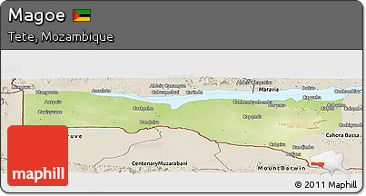 Physical Panoramic Map of Magoe, shaded relief outside