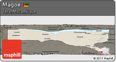 Shaded Relief Panoramic Map of Magoe, darken
