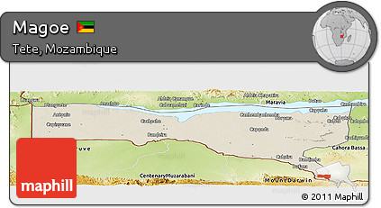 Shaded Relief Panoramic Map of Magoe, physical outside