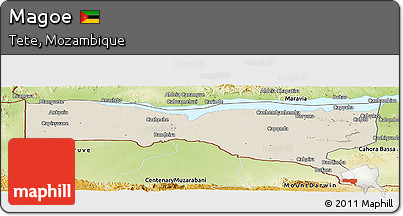 Shaded Relief Panoramic Map of Magoe, physical outside