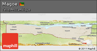 Shaded Relief Panoramic Map of Magoe, physical outside