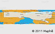 Shaded Relief Panoramic Map of Magoe, political outside