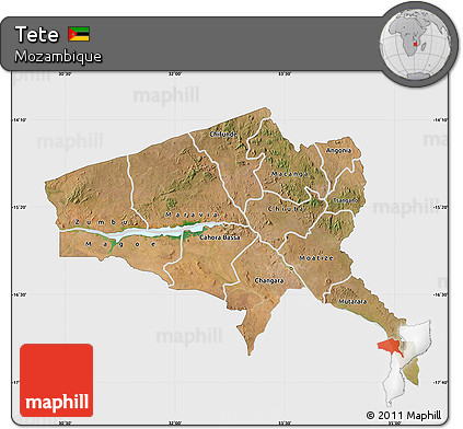 Satellite Map of Tete, single color outside