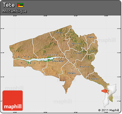 Satellite Map of Tete, single color outside