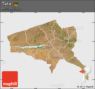 Satellite Map of Tete, single color outside