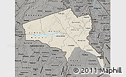 Shaded Relief Map of Tete, darken, semi-desaturated