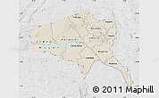 Shaded Relief Map of Tete, lighten, desaturated