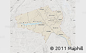 Shaded Relief Map of Tete, lighten, semi-desaturated