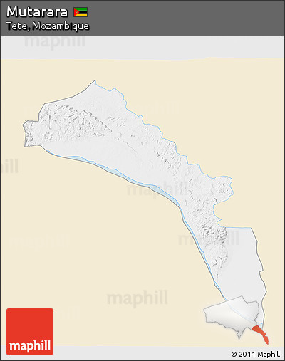 Classic Style 3D Map of Mutarara, single color outside