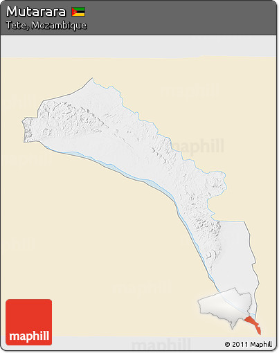 Classic Style 3D Map of Mutarara, single color outside