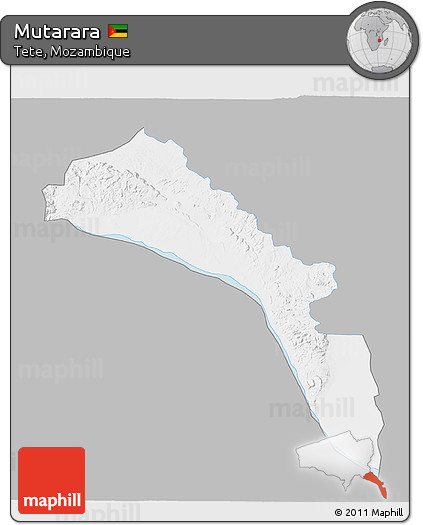 Gray 3D Map of Mutarara, single color outside
