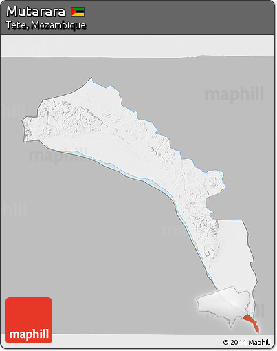Gray 3D Map of Mutarara, single color outside